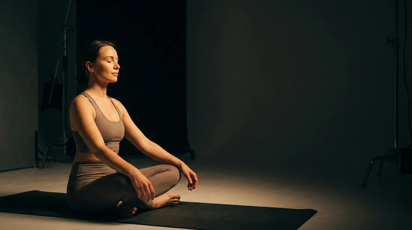 Seated meditation in a spotlight